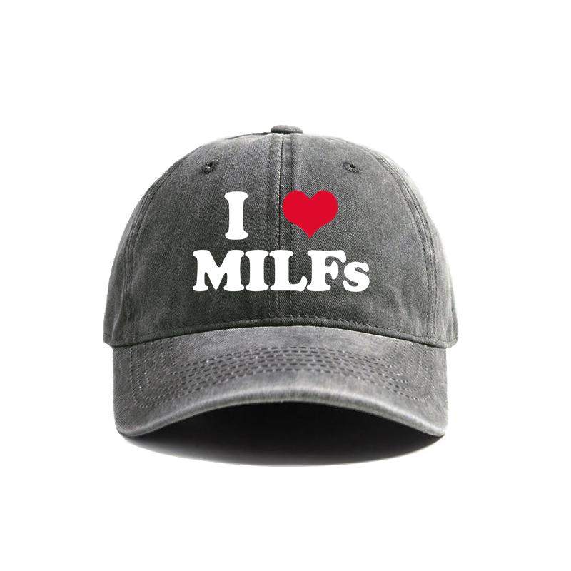 I Love MILFS Baseball Cap Summer Distressed Dad Hats Men Outdoor Adjustable Cotton Caps MZ476