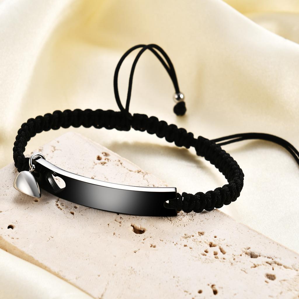 Long Smooth Surface Engraved Bracelet Fashionable Hand-woven Heart Hollowed-out Magnetic Stainless Steel Couple Bracelet