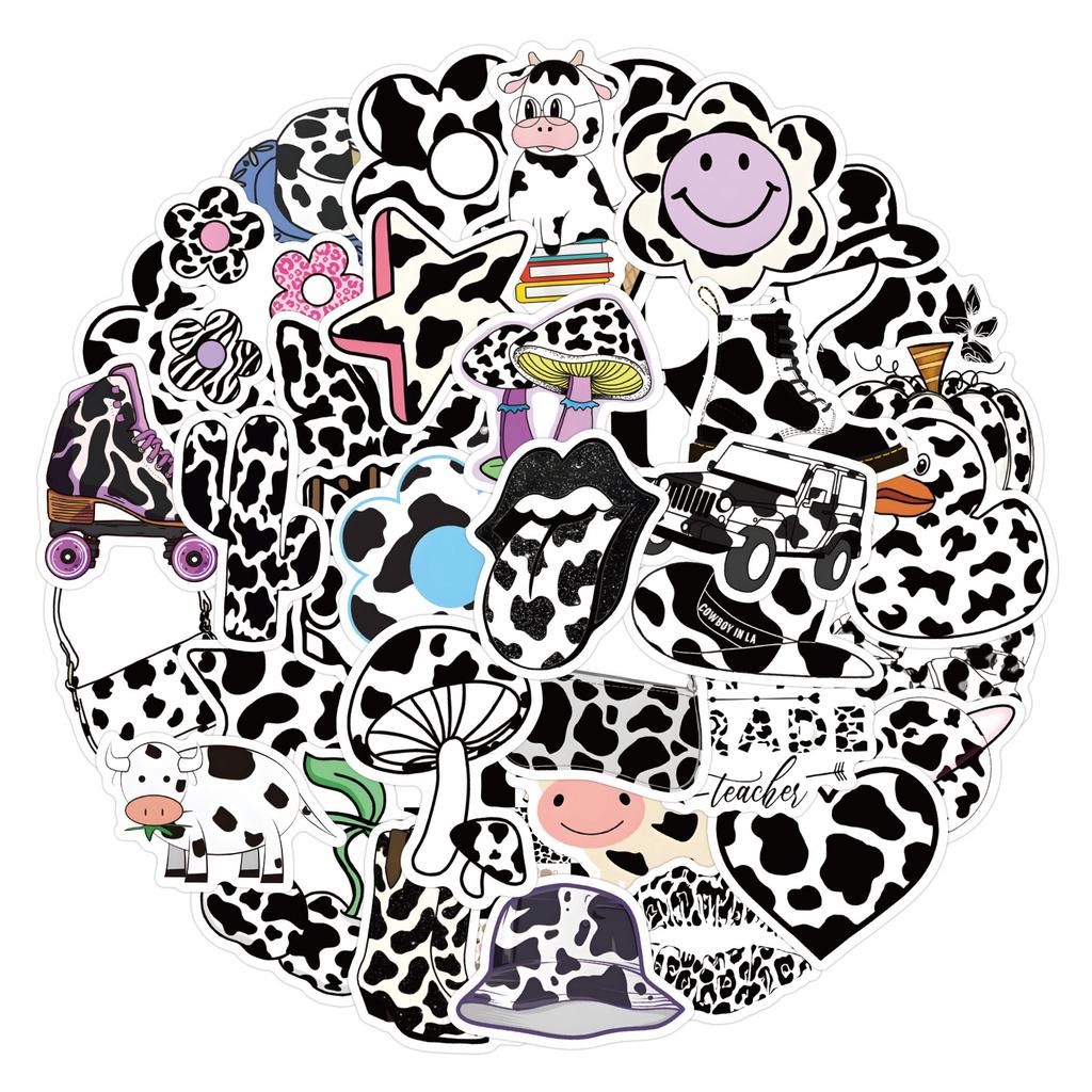 60 New Cow Print Graffiti Stickers Decorate Suitcase Notebook Guitar Personality Stickers