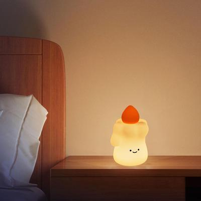 Silicone Night Light for Kids Xmas Ornament Statue 30 Minutes Timer Christmas Candle Shape Lamp