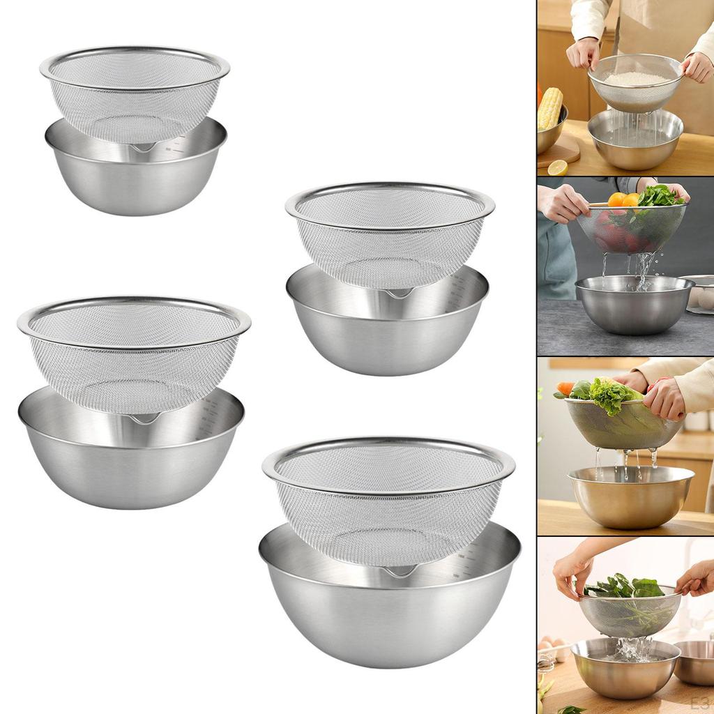 2-teiliges Sieb aus Edelstahl 304 mit Rührschüssel