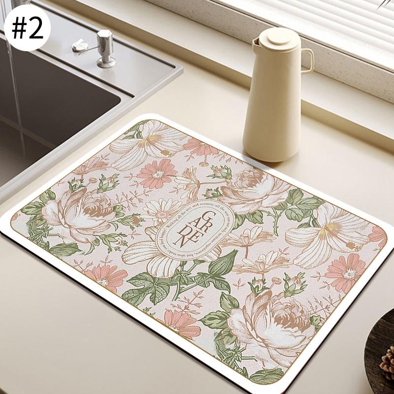 Quick Drying Dish Mat Printed Kitchen Tableware Coffee Draining Pad Dinnerware Cup Bottle Placemat Super Absorbent CoffeeMats