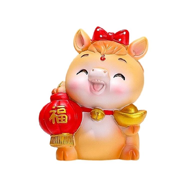 Chinesisches Neujahr Pferdefiguren 2026 Harz Chinesische Tierkreiszeichen Pferdefiguren Schreibtischverzierung für Neujahrs-Heimdekorationen