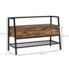 Shoe Cabinet Furniture in Industrial Style with Compartment, Vintage Space-Saving Shoe Bench in Wood and Metal, Rustic Brown, 90x37x60cm