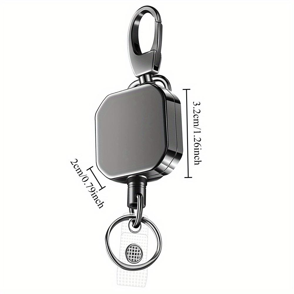 Heavy Duty Metal Retractable Carabiner Keychain Belt Badge Reels Clip Reinforced Steel Wire Cord чёрный