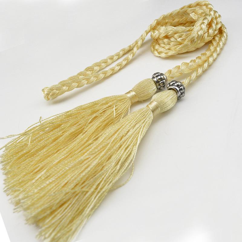 Damesleren riem in Koreaanse stijl met strik en kwastje tailleketting