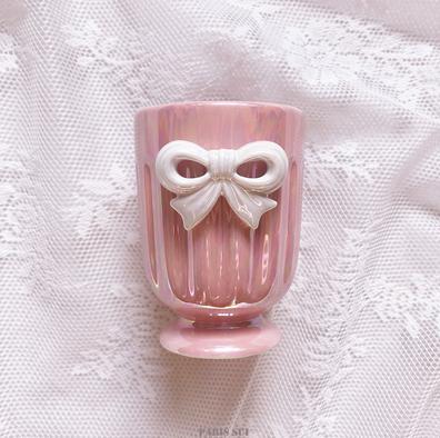 Girl Wind Ceramics White Bow Bathroom Five-piece Suit Toiletries Bathroom Kit Accessories Mouthwash Cup Lotion Bottle Soap Dish