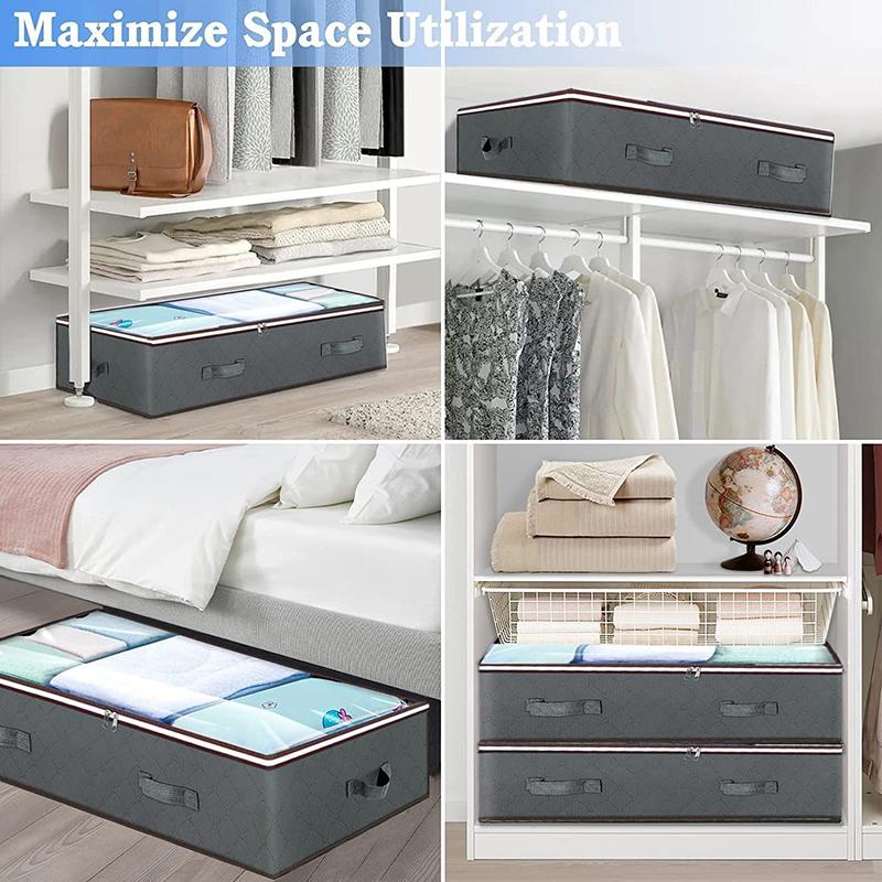 Non-Woven Underbed Quilt Storage Bag Organizer Wardrobe Clothes Dust Moisture-Proof Finishing Bag Foldable Storage Box 100X50X18