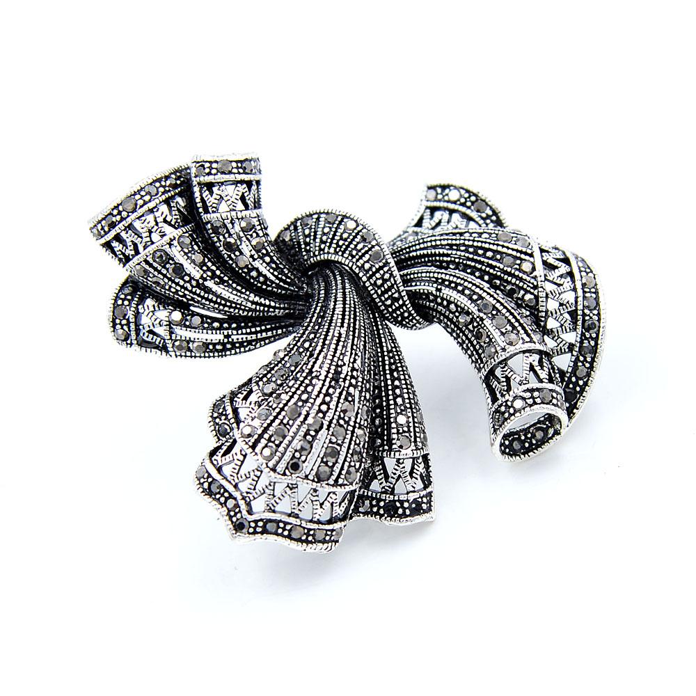 New Rhinestone Large Bow Brooch Vintage Fashion Bowkont Pin 2 Colors Available High Quality