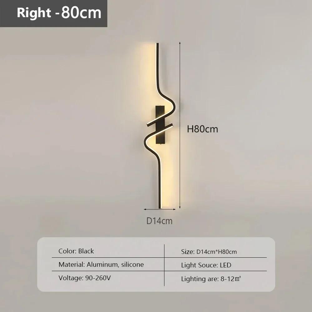 Modern LED 60/80/100cm Wall Lamp Black Aluminium Lights For Entrance Hallway Corridor Bedside Decorative Illumination Fixtures