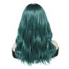 Highlight dark green High Quality Synthetic Long Curly Hair Fashion New Big Wave Mid-point Wig Women's Wig