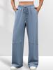 Maeau Straight Wide Leg High Solid Size M Women's Pants, Pants, Waist, Sweat-Wicking, Slimming, Leg-Lengthening, 9/10 Length, Soft, Color, Casual,