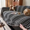 Simple Chenille Sofa Towel Green Stripe Pattern Universal One-Piece Sofa Blanket Pet Friendly Sofa Covers Decor Living Room
