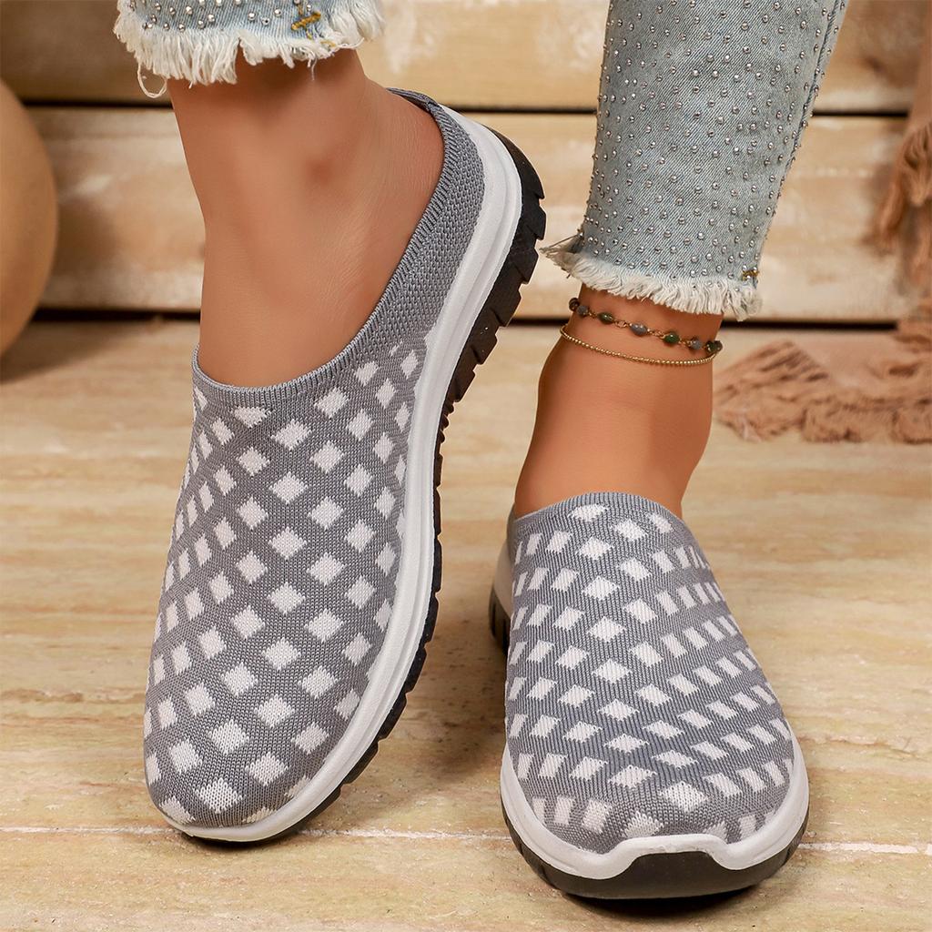 Women Breathable Mesh Slip On Casual Sport Shoes Lightweight Flexible Sole Comfortable Fit Fashion Letter Design