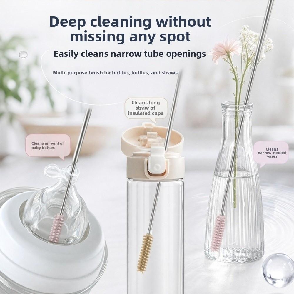 Extendable Design Baby Bottle Cleaning Brush 304 Stainless Steel Tube Cleaner  Straw Maintenance