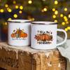 Hello Pumpkin Fall Coffee Mugs Autumn Latte Mug Pumpkin Spice Happy Thanksgiving Enamel Cup Halloween Coffee Tea Cups