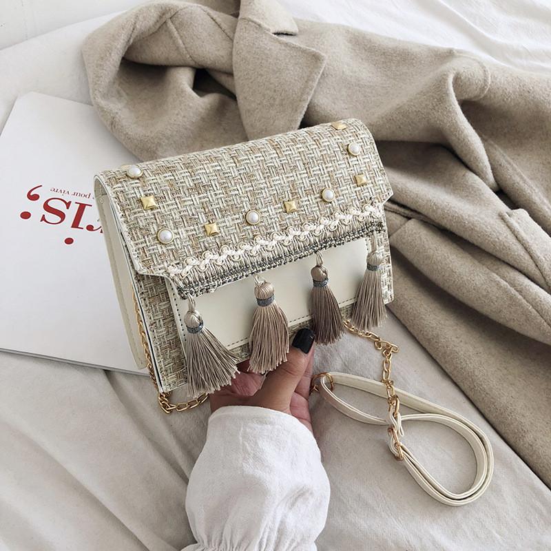 Style Woven Mini Shoulder Bag With Chain Strap For Casual Travel