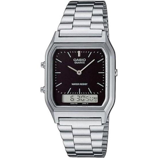 CASIO Ana-Digi Quartz Wristwatch Vintage Series AQ-230A-1DMQ Unisex Dual Time Black Overseas Model
