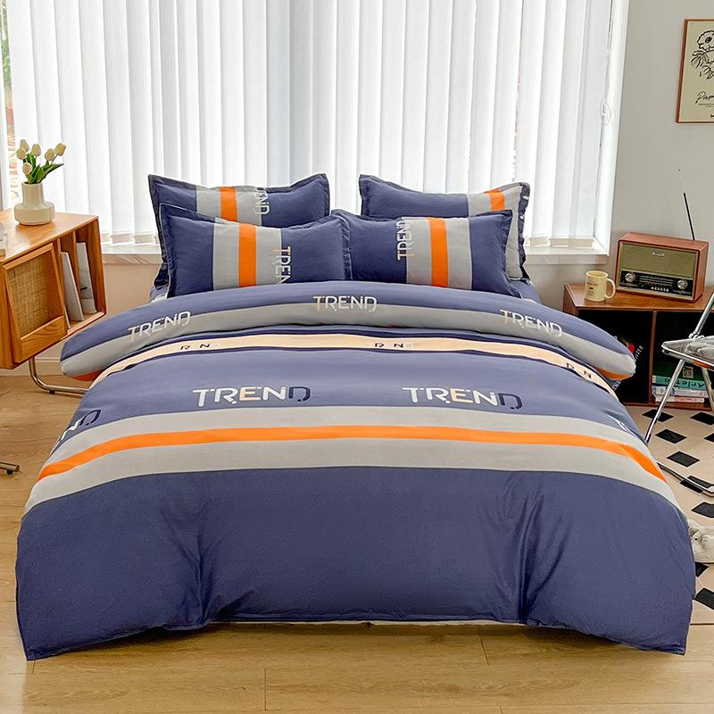 Set gros din bumbac periat, din patru piese, mic, proaspăt, prietenos cu pielea, pentru dormit gol, cearceaf de pat, husă de pilotă, set din trei piese, lenjerie de pat