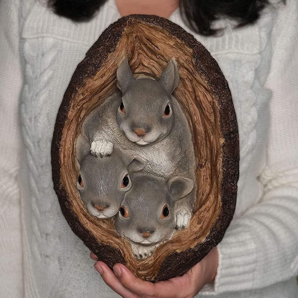 Resin Squirrel Garden Statue Tree Hole Statues Gift Outdoor Courtyard Coffee Shop Ornaments Sculpture Art Decoration