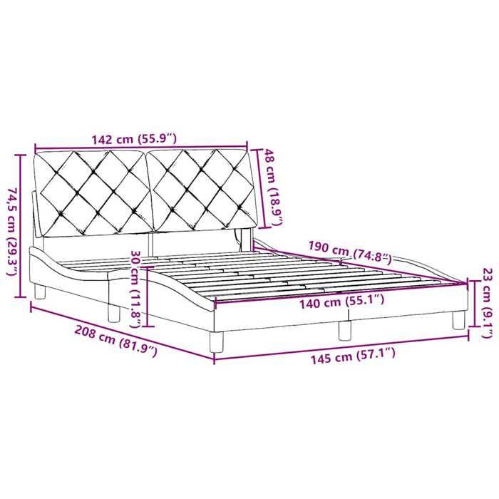 VidaXL Bed Frame with LED Without Mattress Dark Grey 140x190 Cm Fabric 3310665