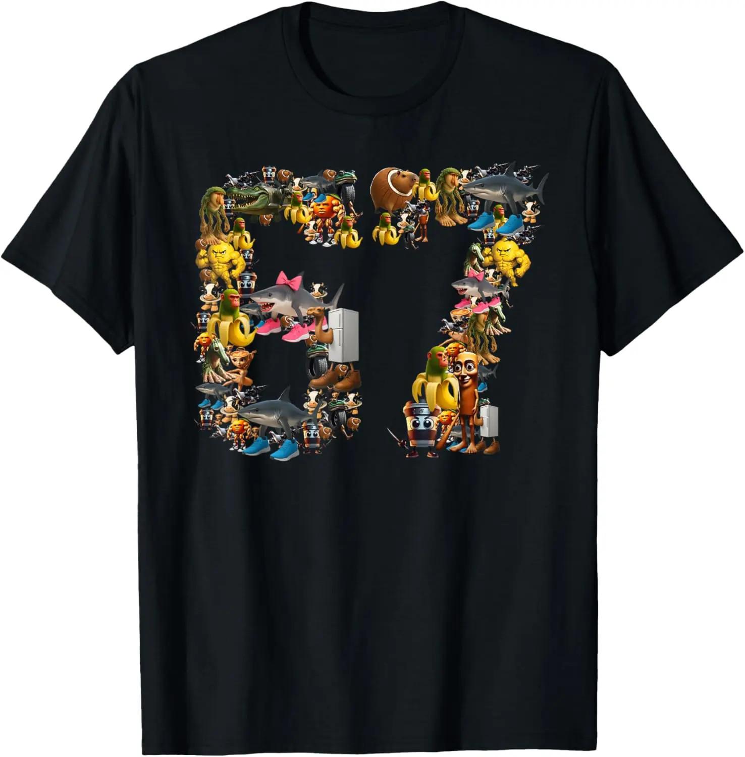 100% Cotton 67 Six Seven Birthday Meme Viral Italian Brainrot Halloween T-Shirt S разноцветный