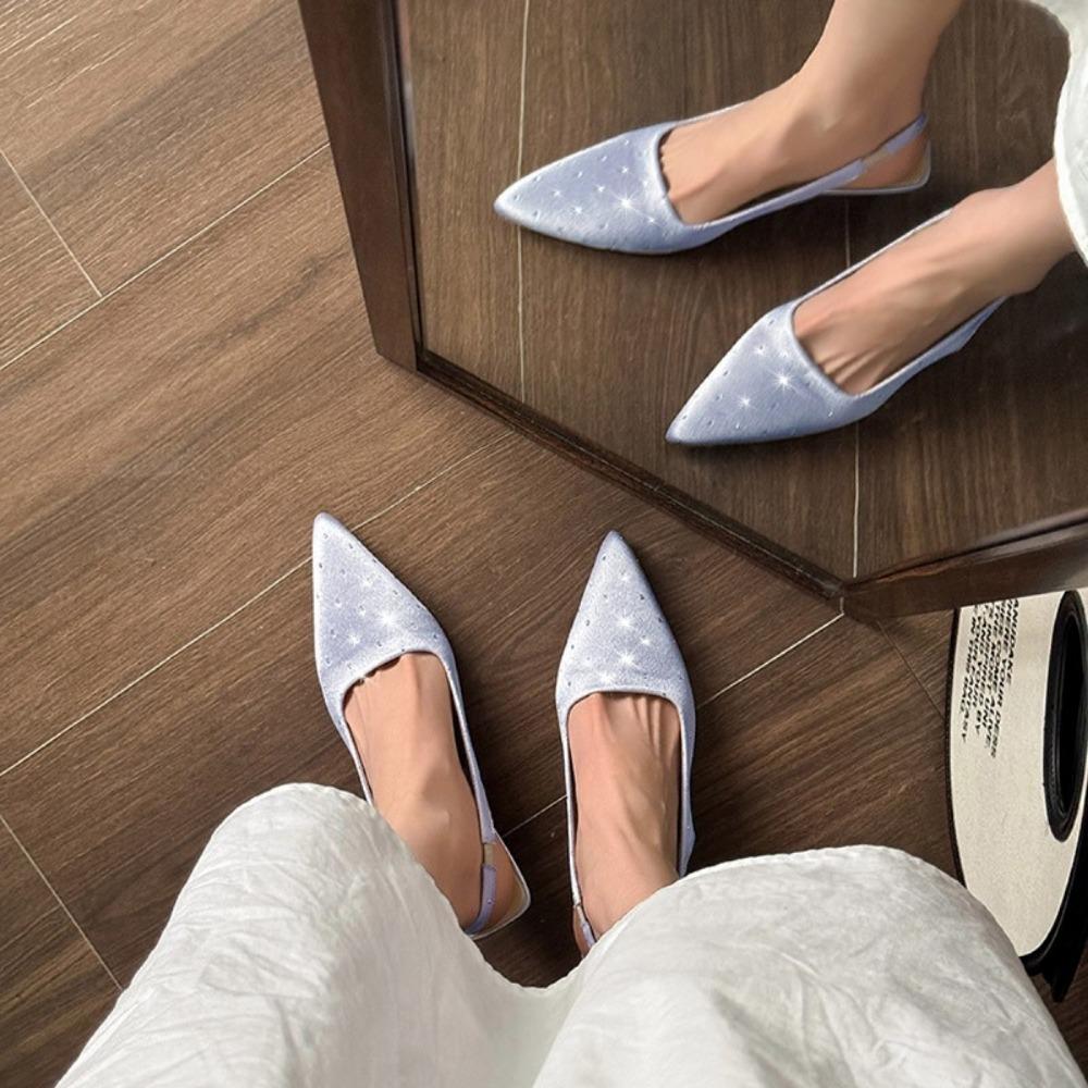 Fashion New  Pumps Women Pointed Blue Pointed Toe Party Shoes Summer Thin Heeled Sandals High Heel  Plus Size Women's Shoes 43