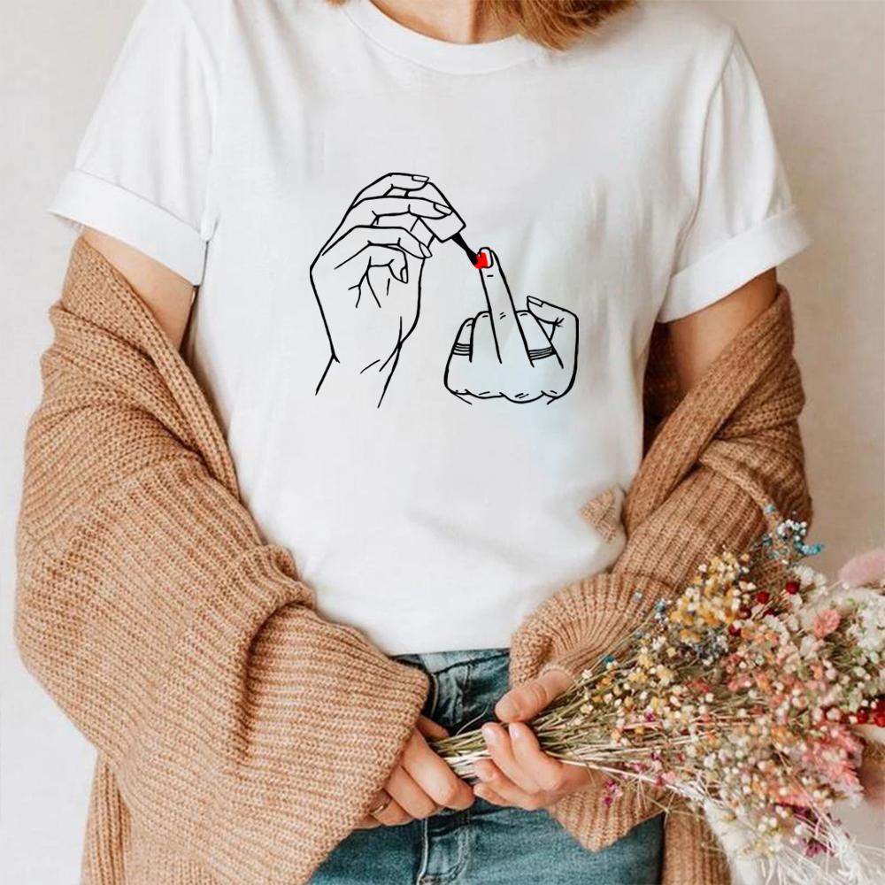 

Feminist Tshirt Nail Polish Design Women Fashion Shirt Gift for Girl Free Shipping S