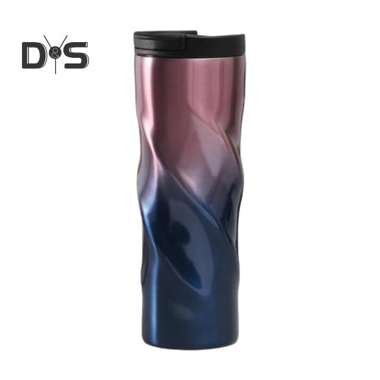 500ML Stainless Steel Thermal Cup Insulated Coffee Tumbler with Lid Spiral Design Vacuum Travel Mug for Hot Drinks Home Office Outdoor Travel