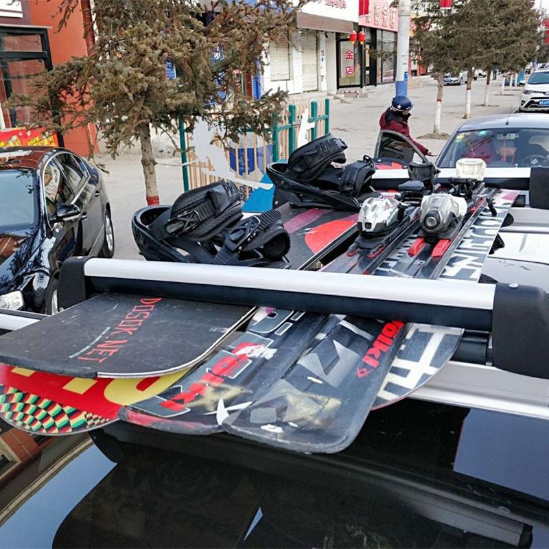 2PCS-Pack Ski and Snowboard Roof Rack Car Rack Carrier Ski Car Rack Snowboard Roof Carrier Aluminum Alloy Ski Roof Carrier