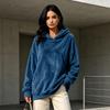 Women's Long Sleeve Flannel Hooded Pullover Color Casual Top