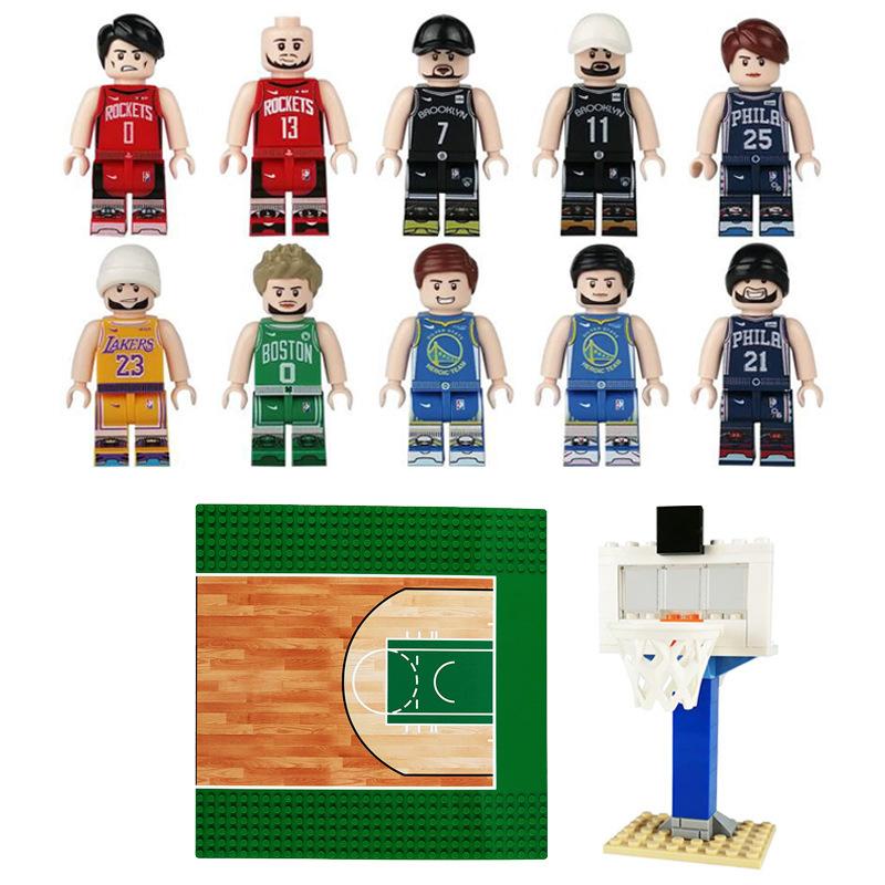 Set da Pallacanestro Blocchi da Costruzione Canestro da Pallacanestro Base per Campo da Pallacanestro Giocattolo a Particelle Piccole Sacchetto