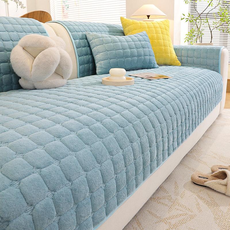 Soft Flannel Sofa Cover Non-Slip Quilted Furniture Protector Cushion for Living Room Couch Cover Warm Sofa Towel 1 Seat Pad