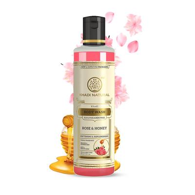 Khadi Natural Rose & Honey Sprchový gel na tělo 210 ml Hydratační sprchový gel pro zářivou pleť Všechny typy pleti Bez SLS a parabenů