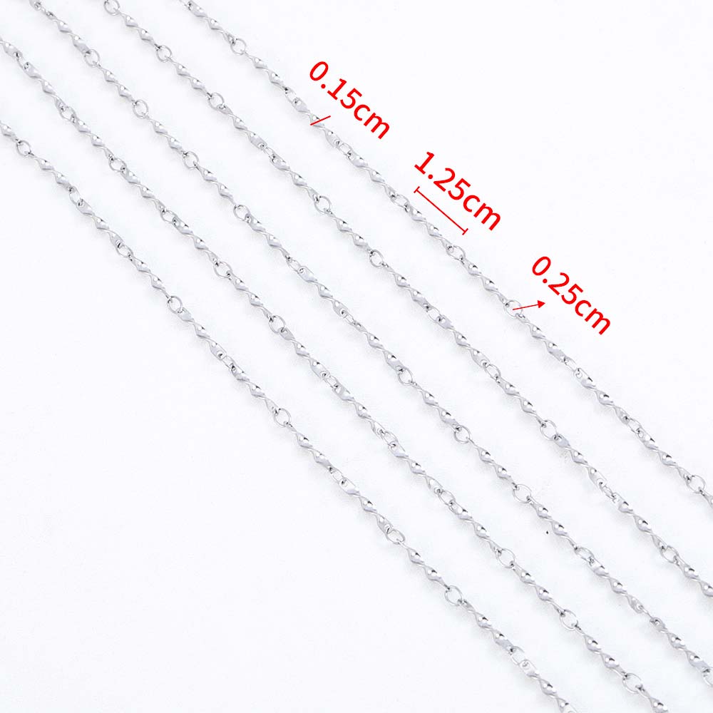No Fade 1meter Stainless Steel Spiral Twist Stick Link Chain Wave Metal Chain for DIY Necklaces Bracelet Jewelry Making Findings