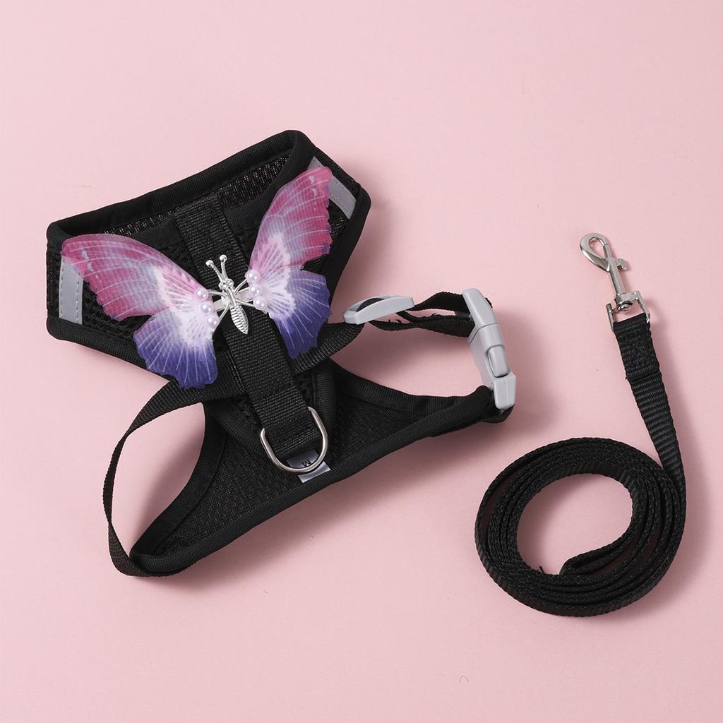 Butterfly Dog Harness and Leash Sets for Small Dog Leash Breathable Cat Harness and Leash Sets Outwalking Dog Strap Pet Harness