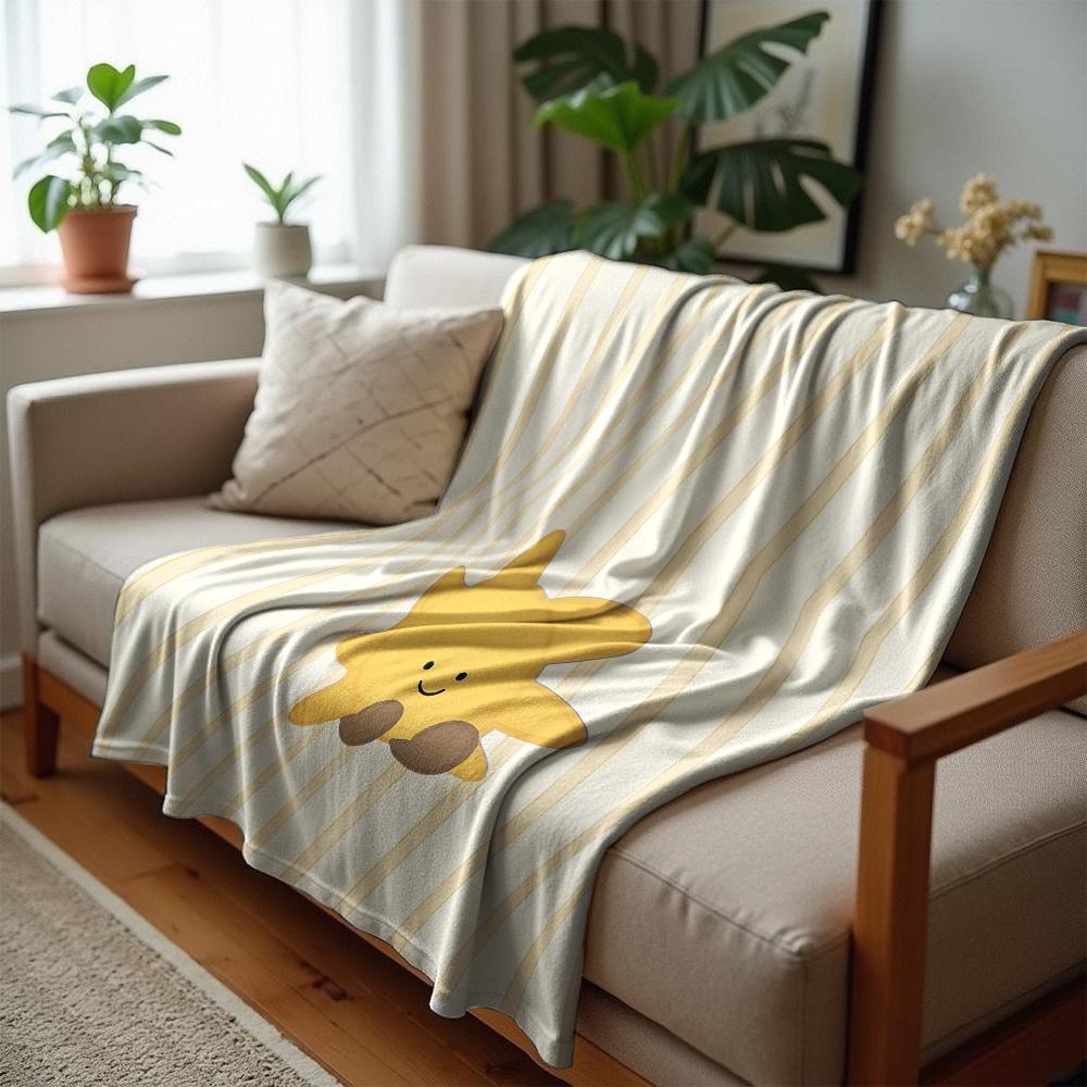 Cute Summer Beach Sticker Soft Flannel Blanket Breathable Warm Throw for Office Car Sofa Kids Room Birthday Xmas Gift