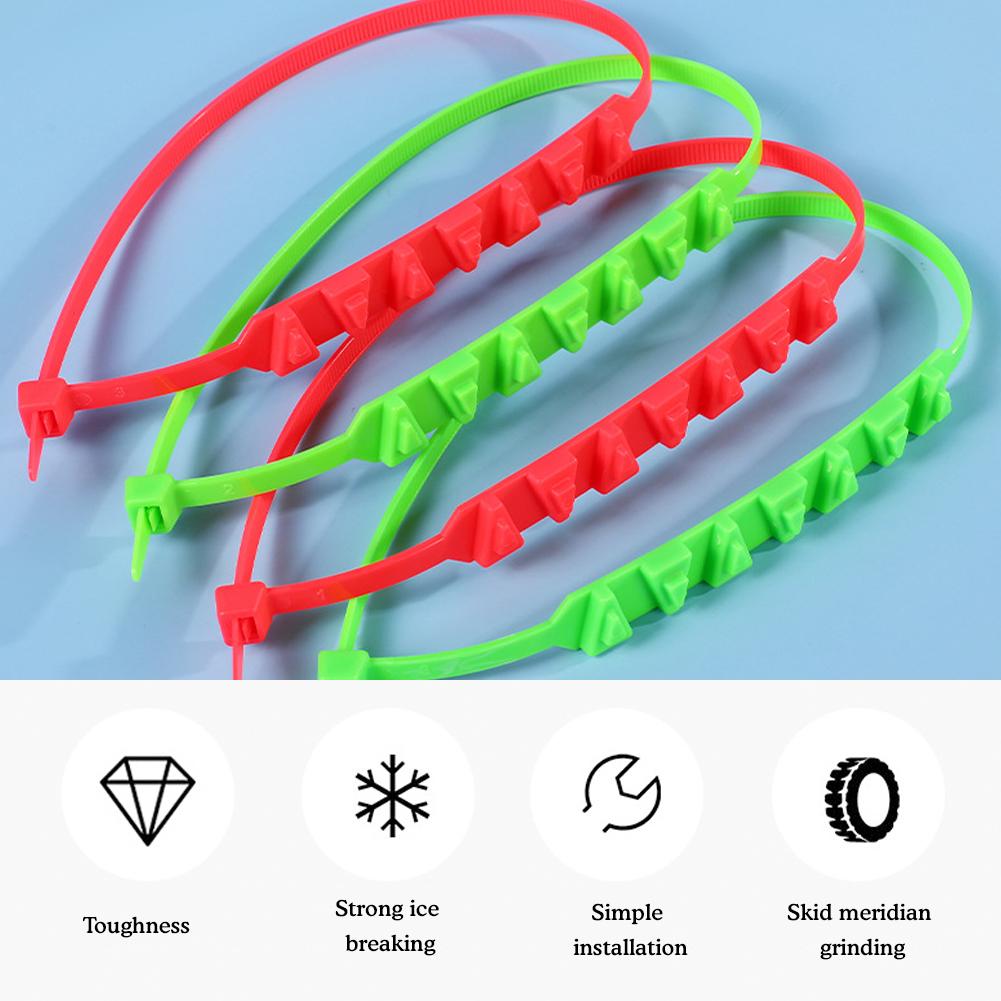 10pcs 50cm Motor Tire Chains Winter Snow Tyre Cable Ties Auto Outdoor Snow Tire Tyre Anti Skid Chain Emergency Accessories