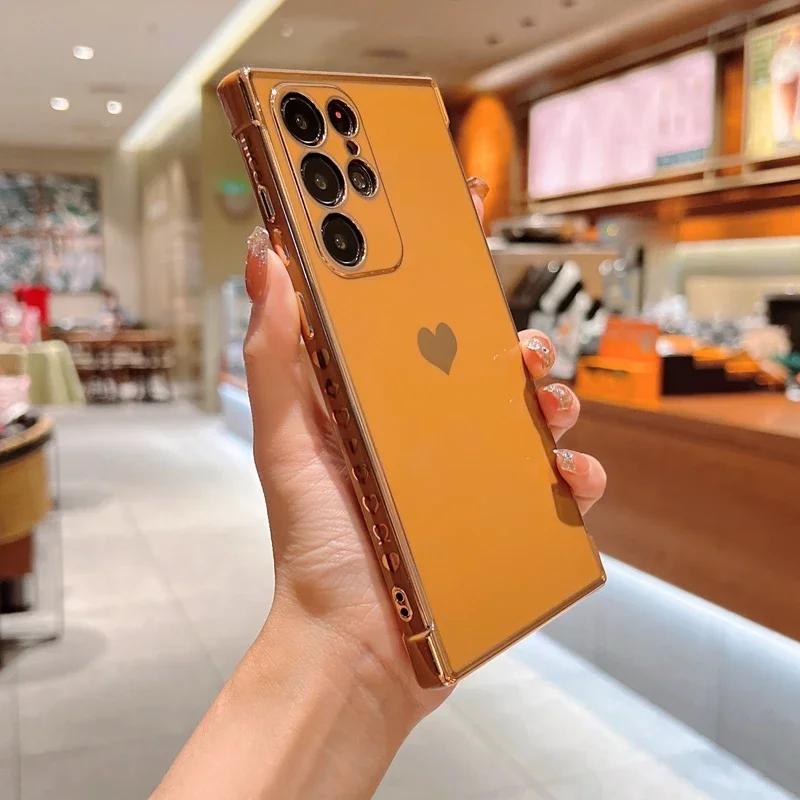 Luxury Love Heart Phone Case For Samsung Galaxy A52 A13 A53 A12 4G 5G S20 FE S22 S21 Ultra S22 Plus A52s A33 A23 A52s Soft Cover