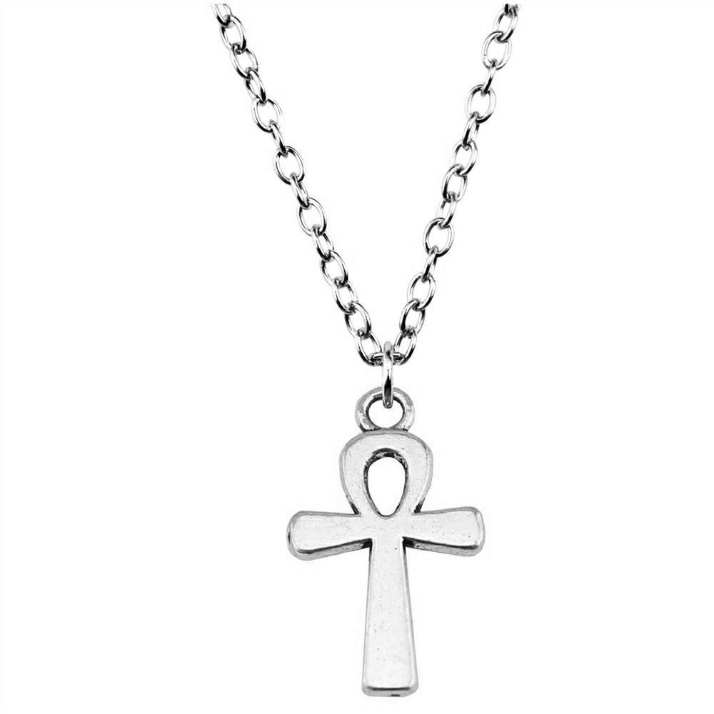 Pray Amulet Charm Necklace Cross Pendant Vintage Halloween Witchy Jewelry 43cm Chain