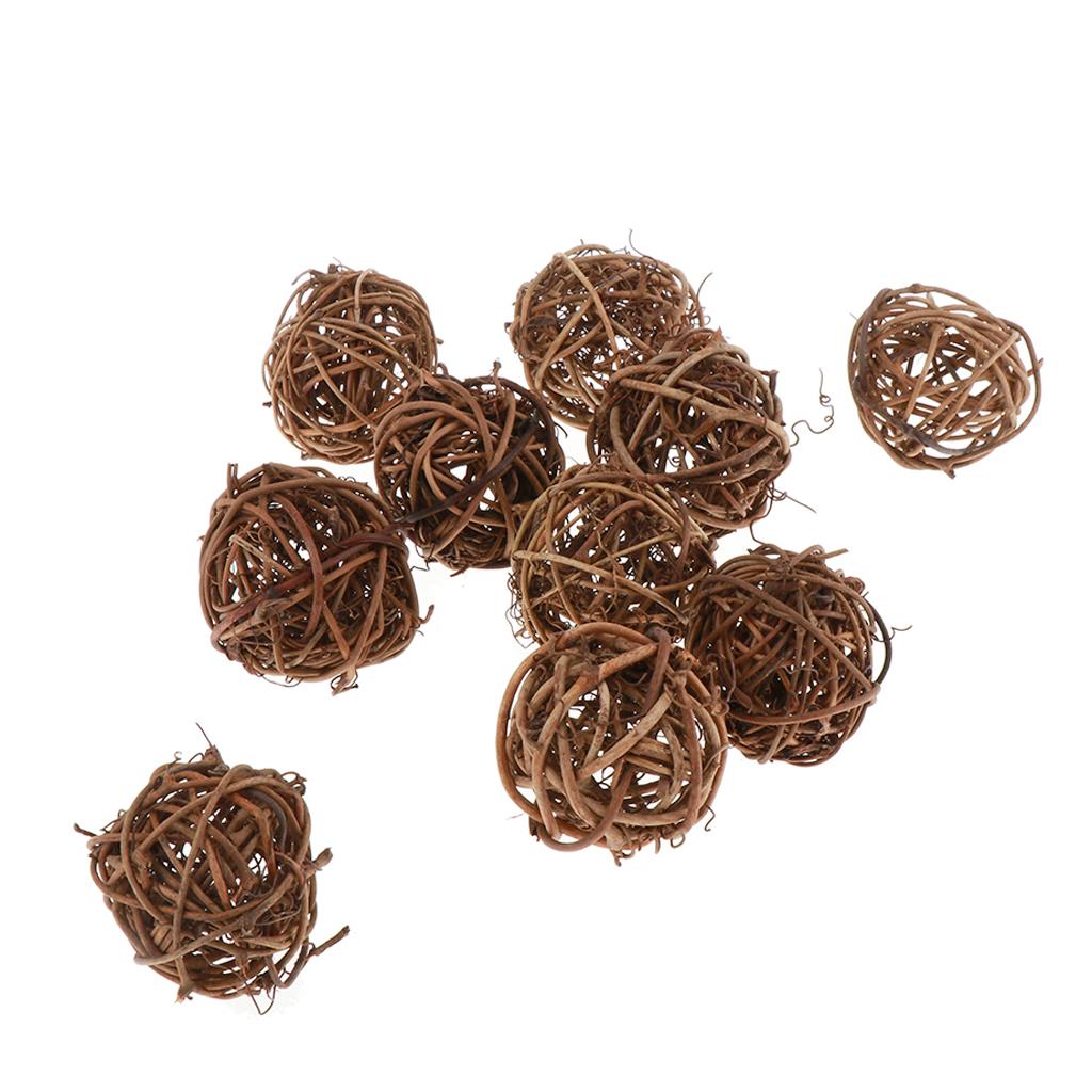 10 Pack Natural Rattan Balls in 3 Colors for DIY Crafts And Decorations