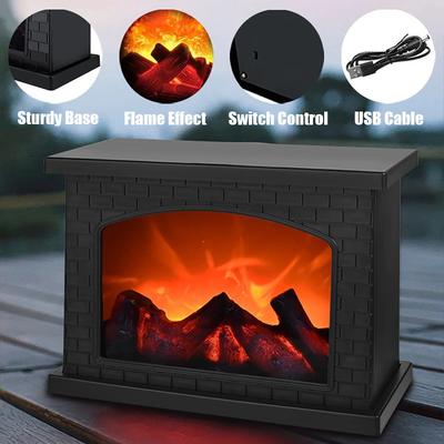 Christmas Fireplace Flame Lamp Charcoal LED Table Light Warm Light Holiday Gift Party Home Decor Festive Ambient Lighting