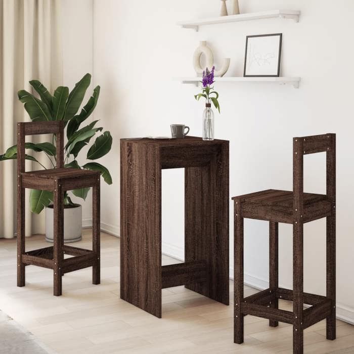 VidaXL Bar Table Brown Oak 51x50x103.5 Cm Engineered Wood 854424