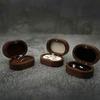 Walnut Jewelry Box for Rings Necklaces and Earrings, Wooden Oval Storage Box for Engagement Props, Elegant Jewelry Organizer