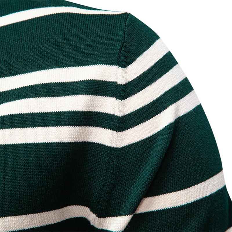 Polo Ralph Lauren 2025 Autumn/Winter Embroidery New Large Collar Men's Striped Sweater Polo Collar Knitted Sweater Men