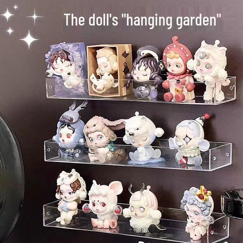 Transparent Acrylic Figure & Badge Display Stand with Wall-Mounted Storage