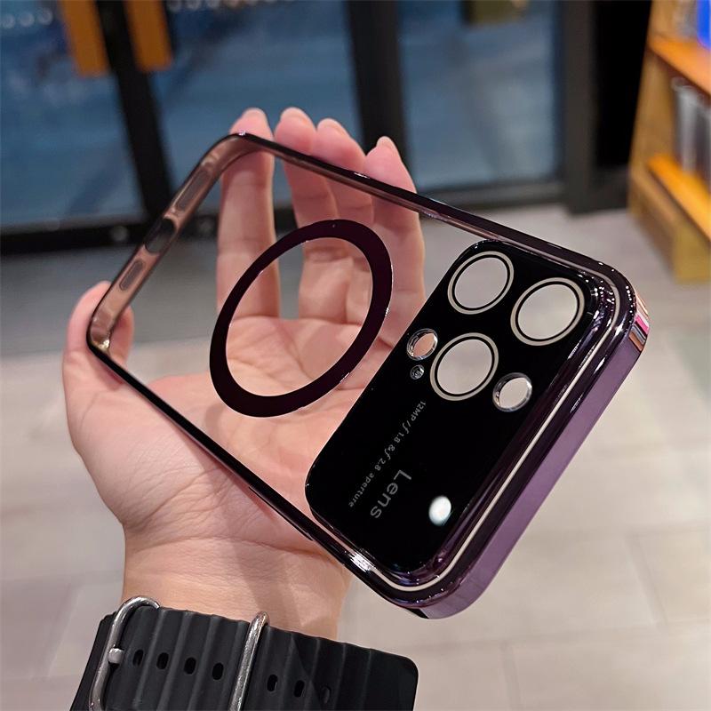 Magnetic Large Window Goggle Case for iPhone11ProMax Mobile Phone Case Apple 11 Electroplated Transparent Protective Case