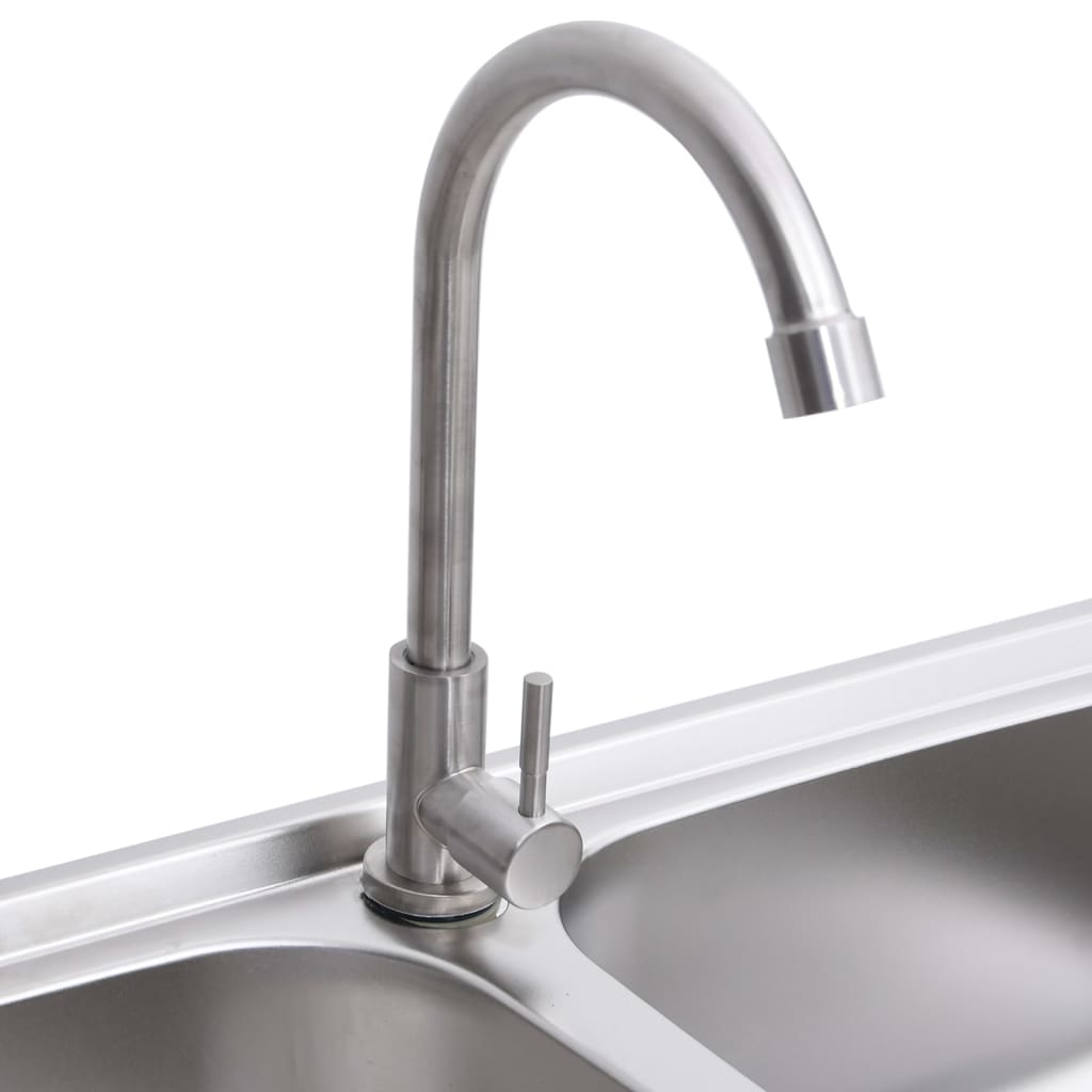 Camping Sink with Double Basin and Faucet Stainless Steel