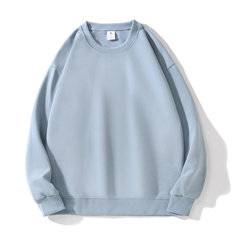 Men's Sweatshirt Spring and Autumn Loose Casual Chinese Cotton Round Neck Sweatshirt Men's Pullover Long-sleeved Solid Color Bottoming Shirt