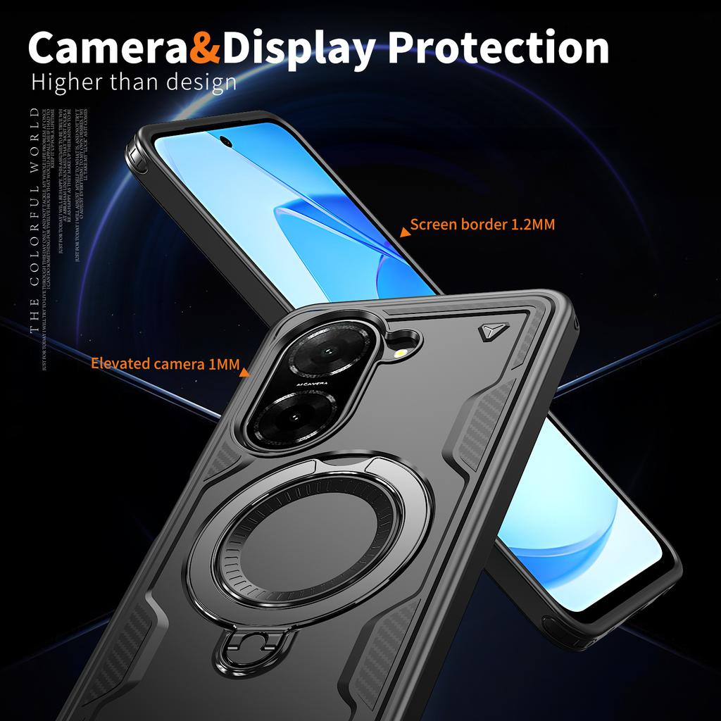 For Xiaomi Redmi A5 4G (171.7mm)/Poco C71 4G Magnetic Case Military Protection PC + TPU Kickstand Phone Cover